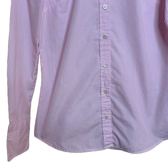 J. Crew Blouse Kathryn Slim-Fit Pinstripe Button Down Shirt Pink White XSmall - Picture 3 of 9